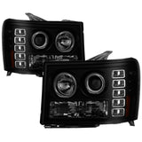 Phares de projecteur Spyder GMC Sierra 1500/2500 07-13 LED Halo- LED Blk Smke PRO-YD-GS07-HL-BSM
