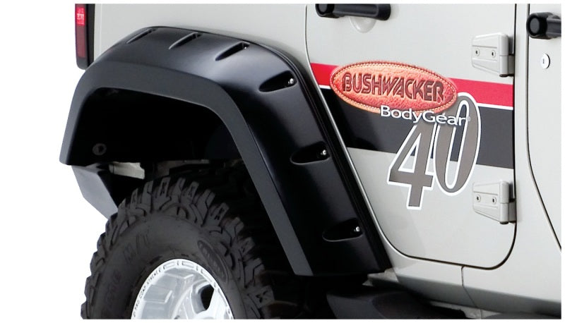 Bushwacker 07-18 Jeep Wrangler Unlimited Max Pocket Style Flares 2 pièces Couverture étendue - Noir