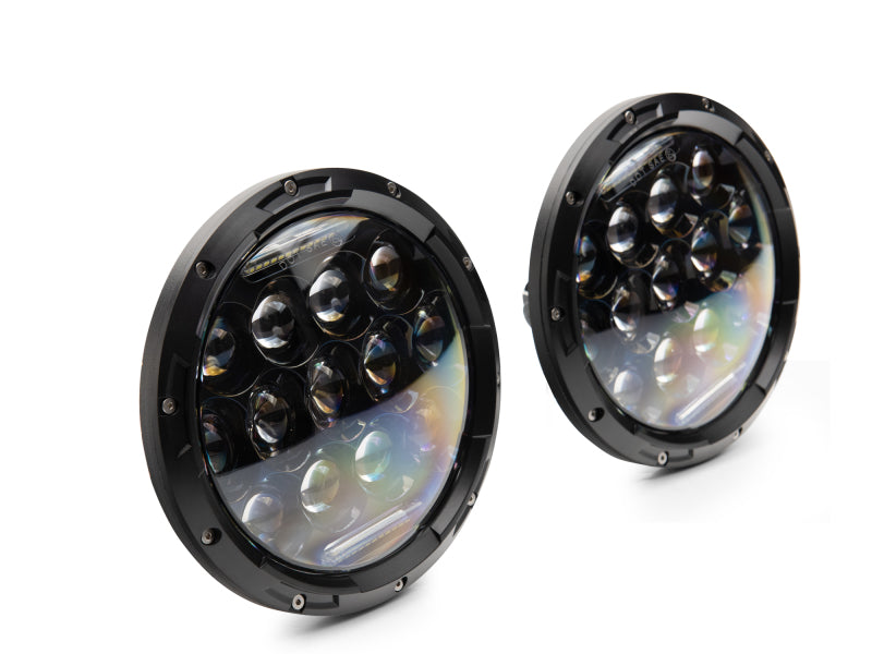 Phares à 13 LED Raxiom pour Jeep Wrangler TJ/JK Axial Series 97-18 - Boîtier noir (lentille transparente)