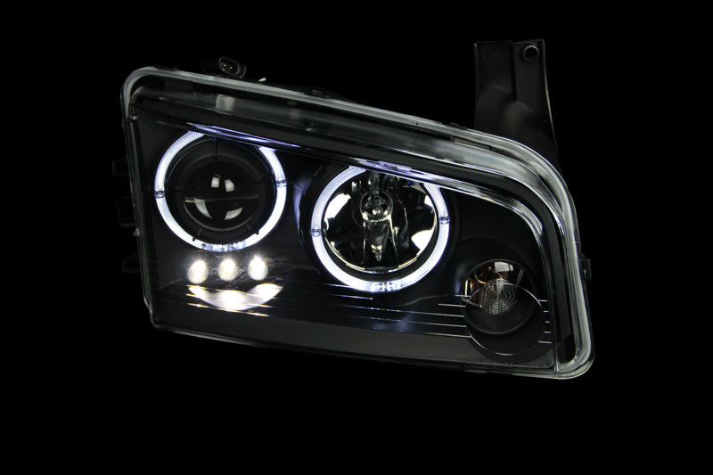 Phares de projecteur ANZO 2006-2010 Dodge Charger avec halo noir