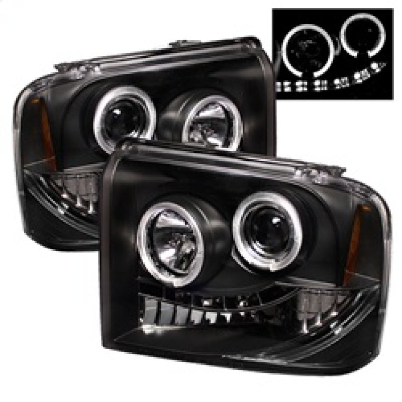 Phares de projecteur Spyder Ford F250/350/450 Super Duty 05-07 LED Halo- LED Blk PRO-YD-FS05-HL-BK