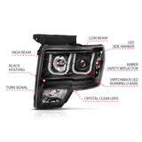 Phares de projecteur ANZO 2009-2014 Ford F-150 avec interrupteur en U noir et ambre