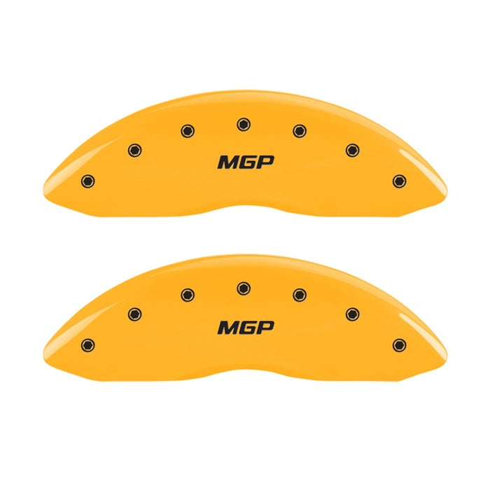 MGP Front set 2 Caliper Covers Engraved Front MGP Yellow finish black ch