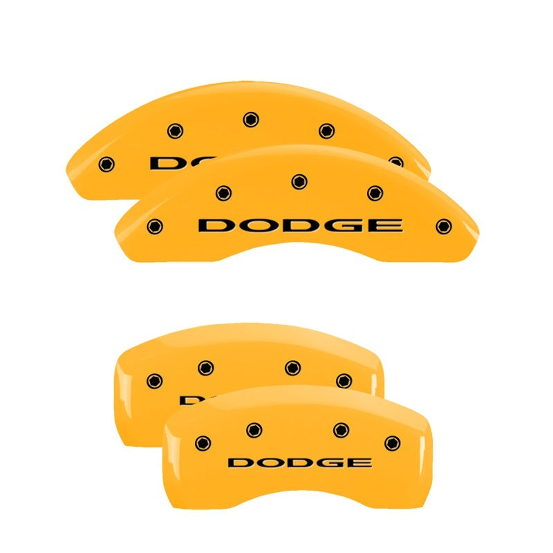 Couvre-étriers MGP 4 gravés avant et arrière sans bandes/finition jaune Dodge noir ch