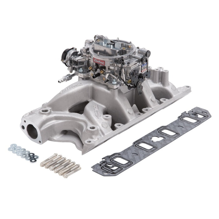 Kit collecteur et carburateur Edelbrock Performer RPM Air-Gap Small Block Ford 351W Finition naturelle