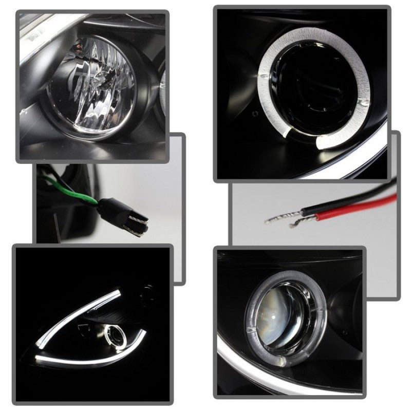 Phares de projecteur Spyder Nissan Altima 4 portes 10-12 avec feux de jour à DEL Halo noir PRO-YD-NA104D-LTDRL-BK
