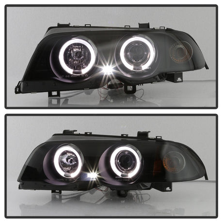 Phares de projecteur Spyder 99-01 BMW E46 Série 3 4DR 1 pièce LED Halo (PRO-YD-BMWE46-4D-HL-AM-BSM)