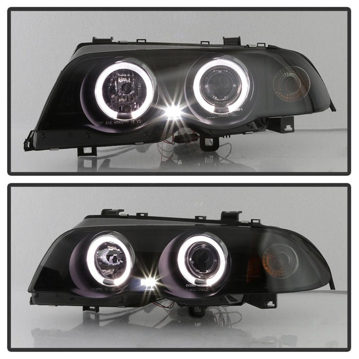 Phares de projecteur Spyder 99-01 BMW E46 Série 3 4DR 1 pièce LED Halo (PRO-YD-BMWE46-4D-HL-AM-BSM)