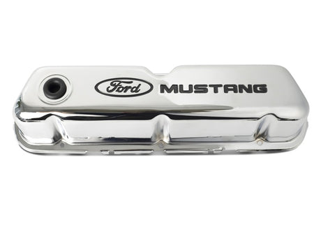 Couvercles de soupape en acier chromé estampé avec logo Ford Mustang Ford Racing