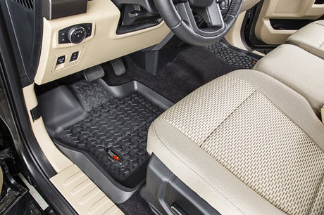 Revêtement de plancher avant Rugged Ridge noir pour Ford F-150 / Raptor / Extended / Super Crew Cab 2015-2020