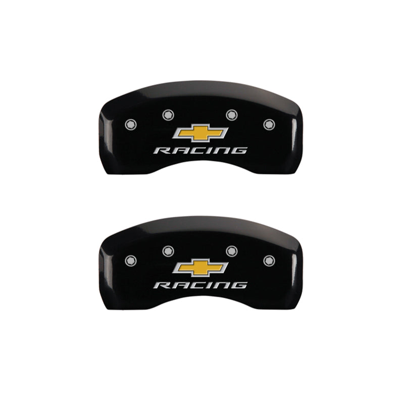 MGP 4 Caliper Covers Engraved Front & Rear Chevy racing Black finish silver ch