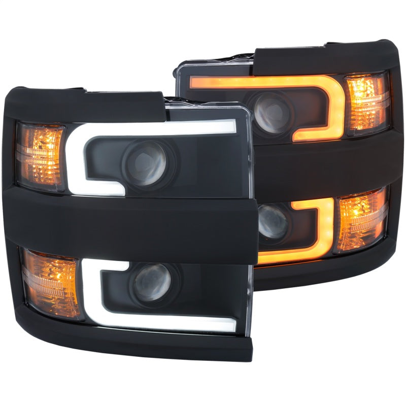 Phares de projecteur ANZO 15-17 Chevrolet Silverado 2500HD / 3500HD Noir avec bordure noire