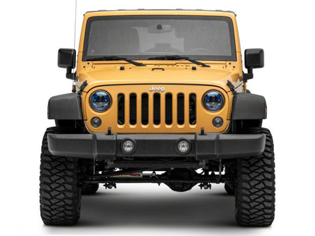 Phares à DEL Raxiom 07-18 Jeep Wrangler JK 7 pouces - Boîtier bleu - Lentille transparente