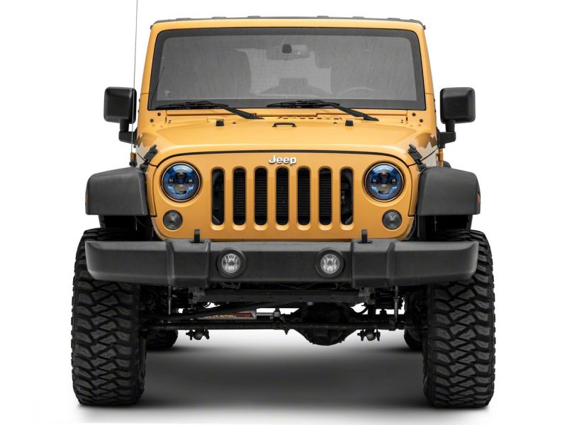 Phares à DEL Raxiom 07-18 Jeep Wrangler JK 7 pouces - Boîtier bleu - Lentille transparente