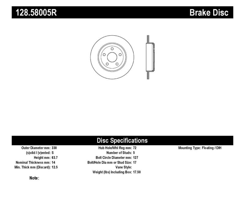 Disque de frein sport percé StopTech 11-17 Jeep Grand Cherokee (sauf SRT8)