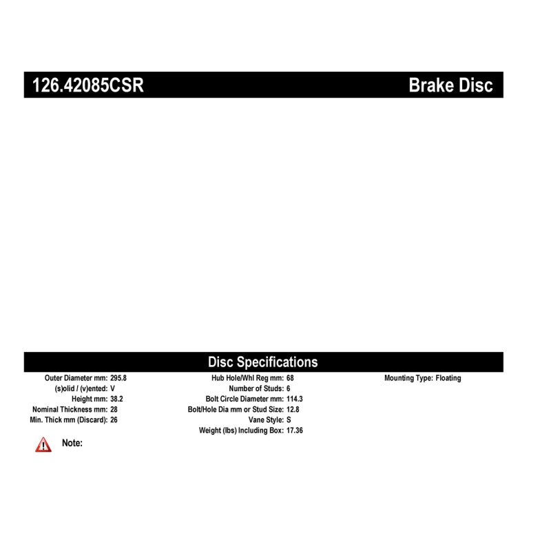 Rotor fendu avant droit StopTech Sport (CRYO) 05-18 Nissan Frontier