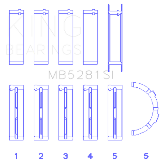 King Ford 281CI 4.6L V8 (Size STD) Main Bearing Set