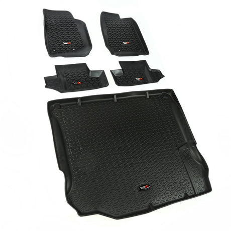 Revêtement de sol avant/arrière/cargo Rugged Ridge noir pour Jeep Wrangler JK 2011-2018 à 2 portes