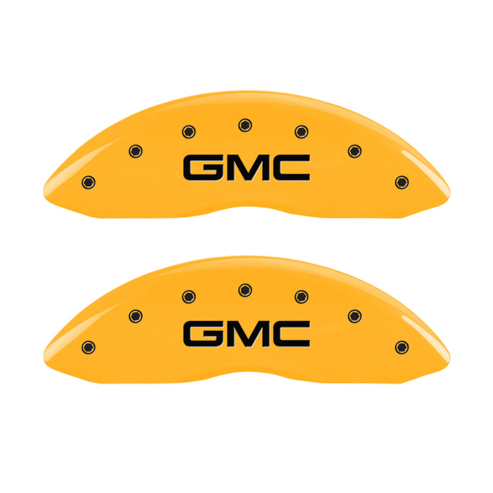 Couvre-étriers MGP 4 gravés avant et arrière 99-03 GMC Sierra 1500 Finition jaune Logo GMC noir