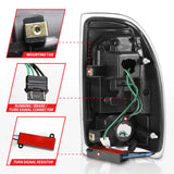 ANZO 1997-2004 Dodge Dakota Feux arrière à LED Boîtier noir Lentille transparente Paire
