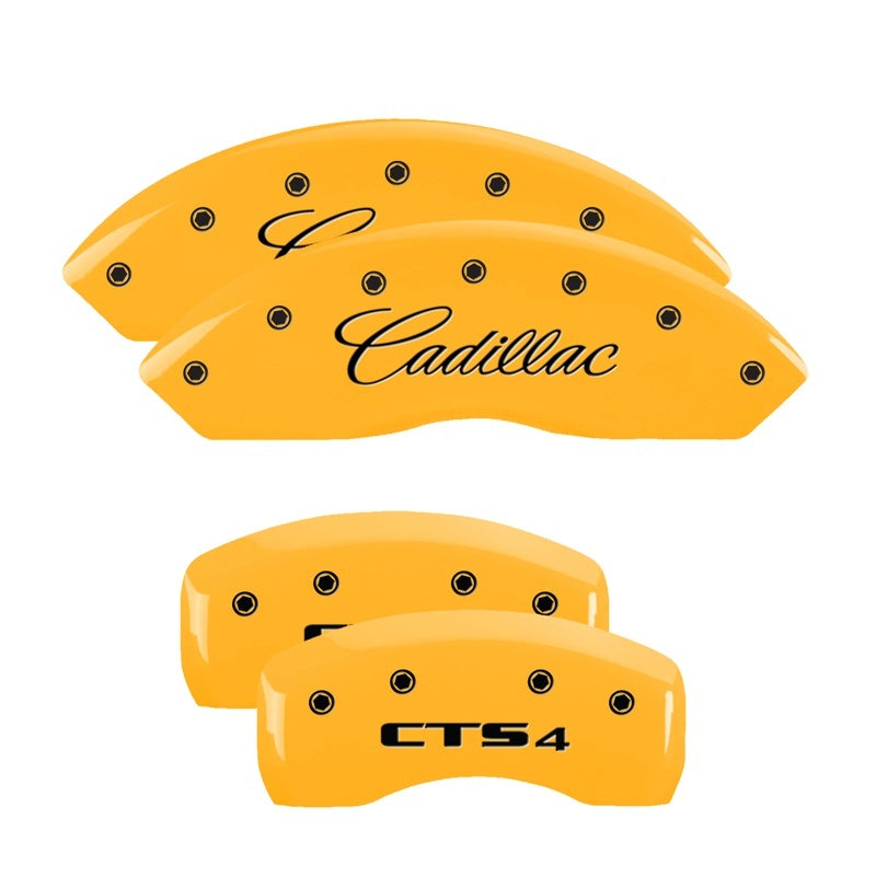 MGP 4 Caliper Covers Engraved Front Cadillac Rear CTS4 Yellow Finish Black Char 2005 Cadillac CTS