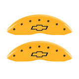 MGP 4 Caliper Covers Engraved Front & Rear Bowtie Yellow Finish Black Char 2008 Chevrolet Impala
