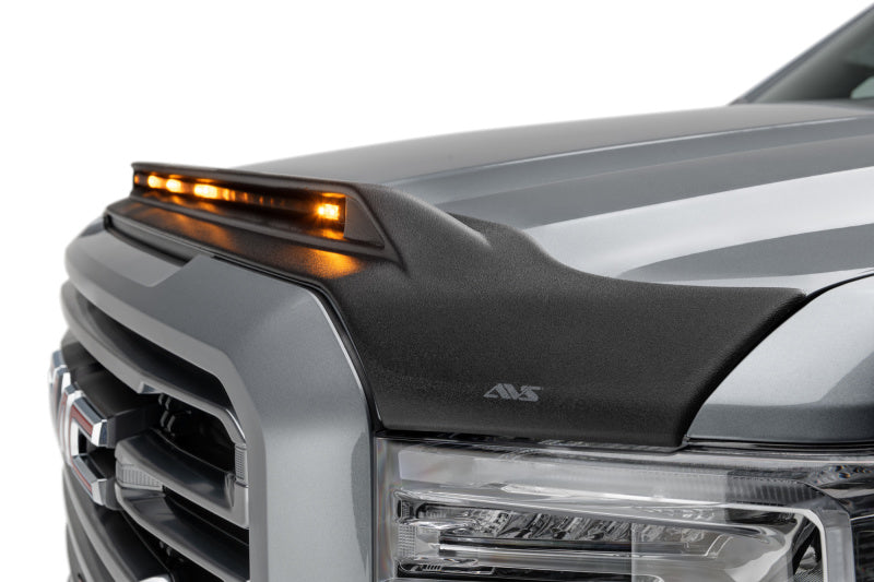 AVS 19-22 GMC Sierra 1500 Aeroskin Low Profile Hood Shield w/ Lights - Black