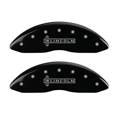 Couvre-étriers MGP 4 gravés à l'avant, gravés à l'arrière Lincoln MKS, finition noire, argent ch