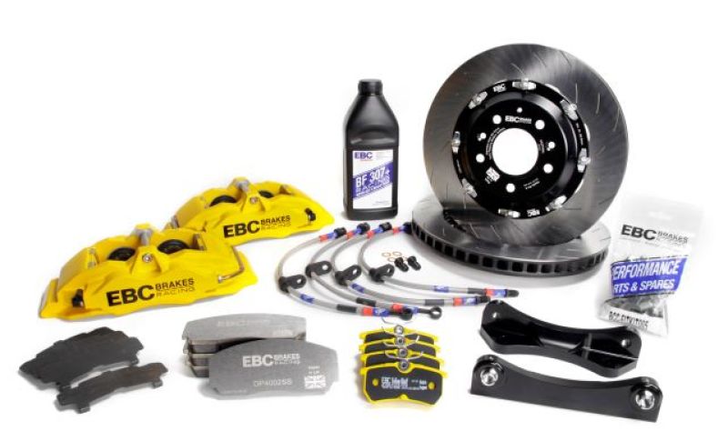 Kit de gros freins avant EBC Racing 15-17 Ford Fiesta (Mk7) Yellow Apollo-4 étriers 300 mm