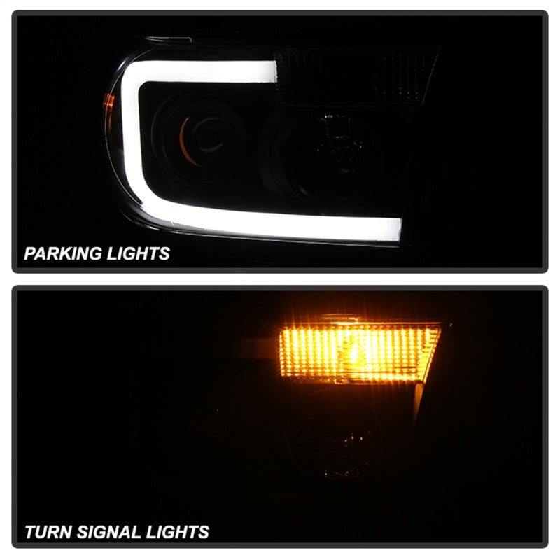 xTune Toyota Tundra 07-13 LED Light Bar Projector Headlights Black PRO-JH-TTU07-LED-BK