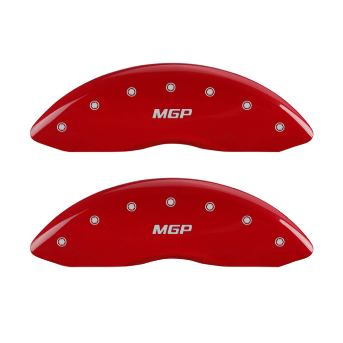 MGP 4 Caliper Covers Engraved Front & Rear MGP Red Finish Silver Char 2014 Chevrolet Express 2500