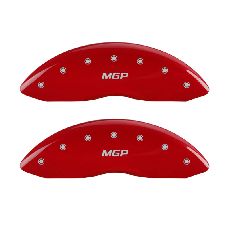 MGP 4 Caliper Covers Engraved Front & Rear MGP Red Finish Silver Char 2010 GMC Savana 3500