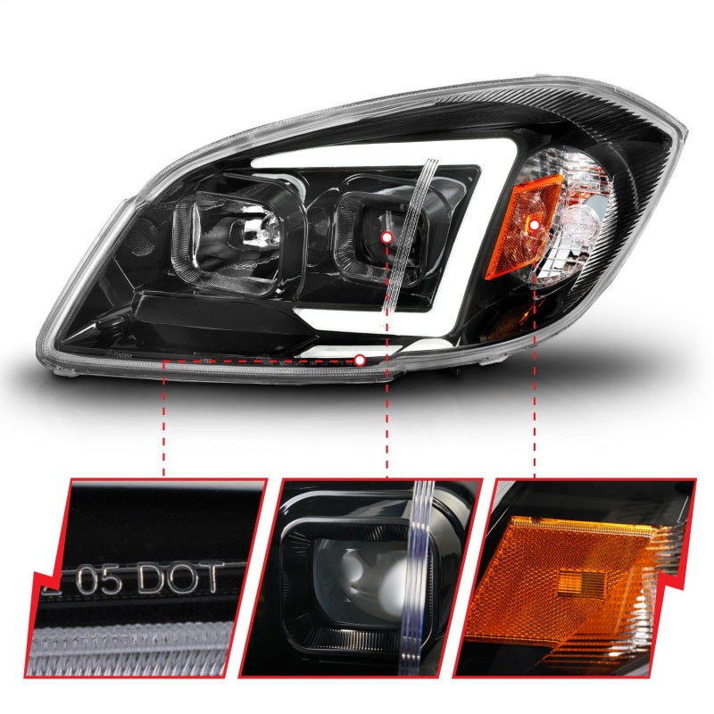 Phares de projecteur à LED ANZO 05-10 Chevrolet Cobalt / 07-10 Pontiac G5 avec boîtier noir Seq