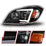 Phares de projecteur à LED ANZO 05-10 Chevrolet Cobalt / 07-10 Pontiac G5 avec boîtier noir Seq