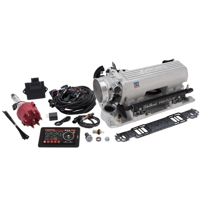 Système Edelbrock Pro Flo 4 XT EFI Seq Port SBC 1986 et antérieur 550 CV max. 29 lb/h Finition satinée