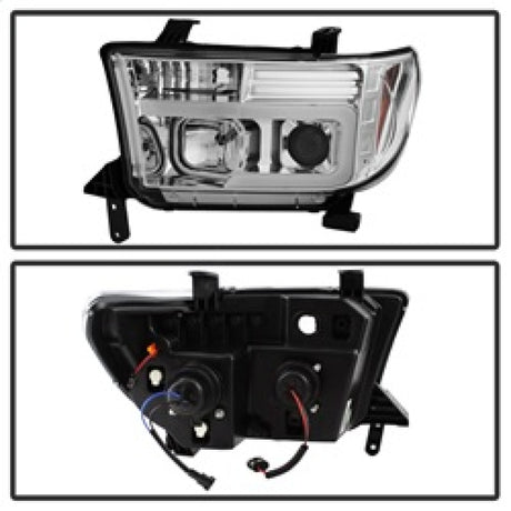 Phares de projecteur DRL à barre lumineuse Spyder 07-13 Toyota Tundra V2 - Chrome (PRO-YD-TTU07V2-LB-C)