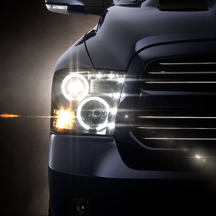 Phares de projecteur Spyder Dodge Ram 1500 09-14 Halogène-CCFL Halo LED - Noir PRO-YD-DR09-CCFL-BK