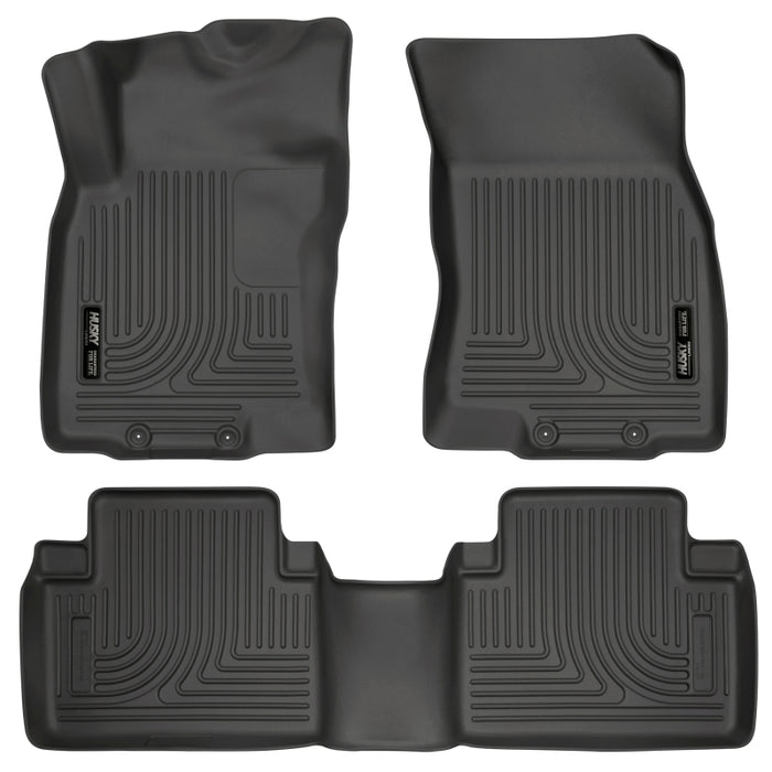 Revêtements de sol noirs Husky Liners WeatherBeater 14 pour Nissan Rogue avant et deuxième rangée