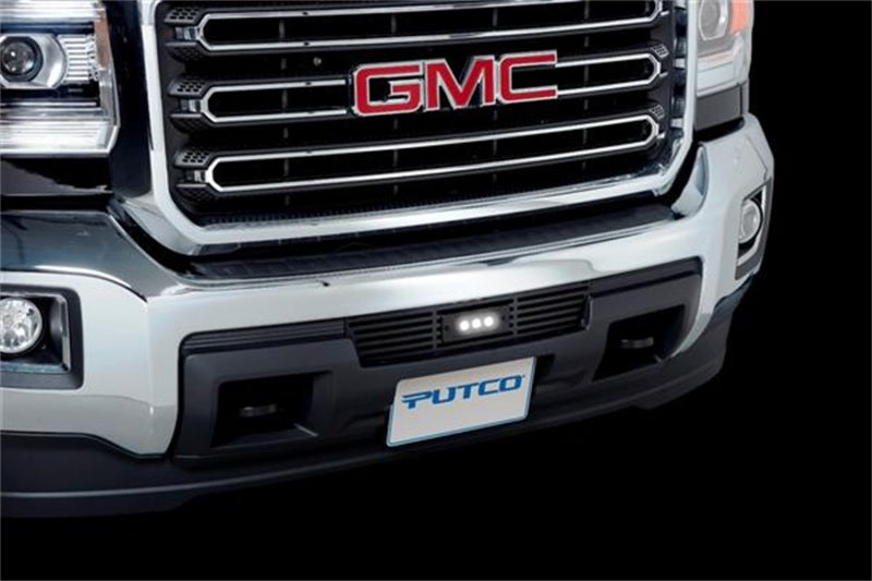 Putco 15-19 GMC Sierra HD Black Bar Design Bumper Grille Insert w/ Flush 6in Luminix Light Bar