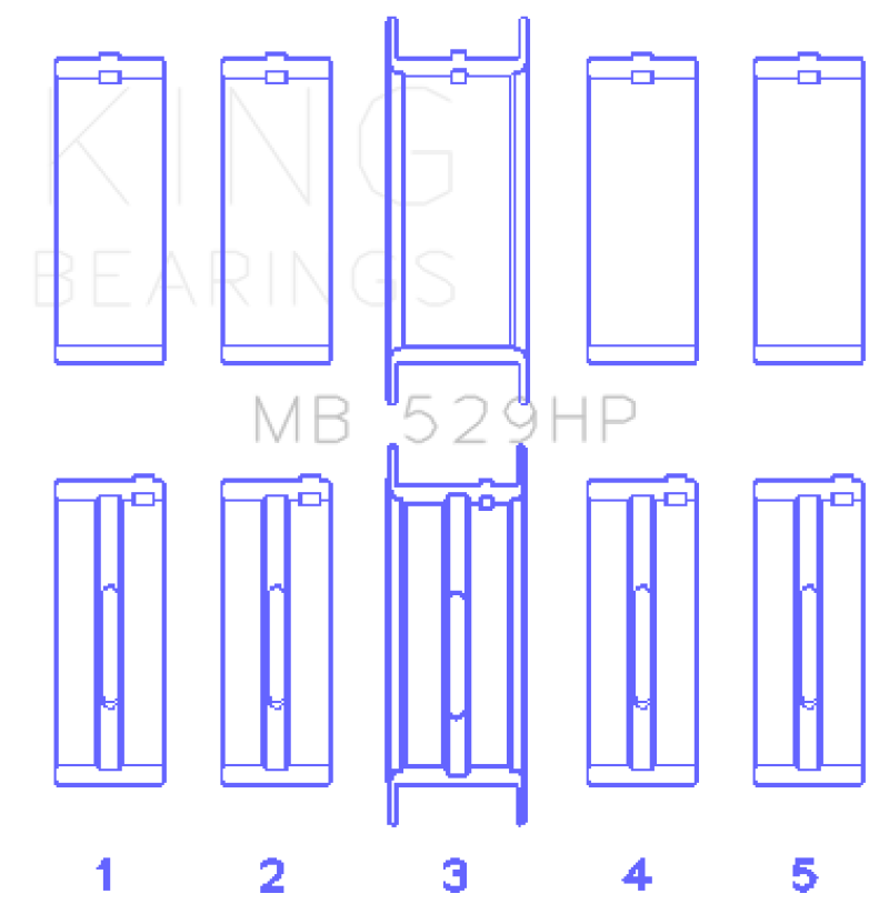 King Engine Bearings Ford 302 5.0L Windsor (Size STDX) Main Bearing Set