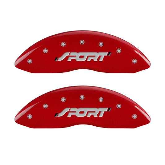 MGP 4 Caliper Covers Engraved Front & Rear SPORT Red finish silver ch