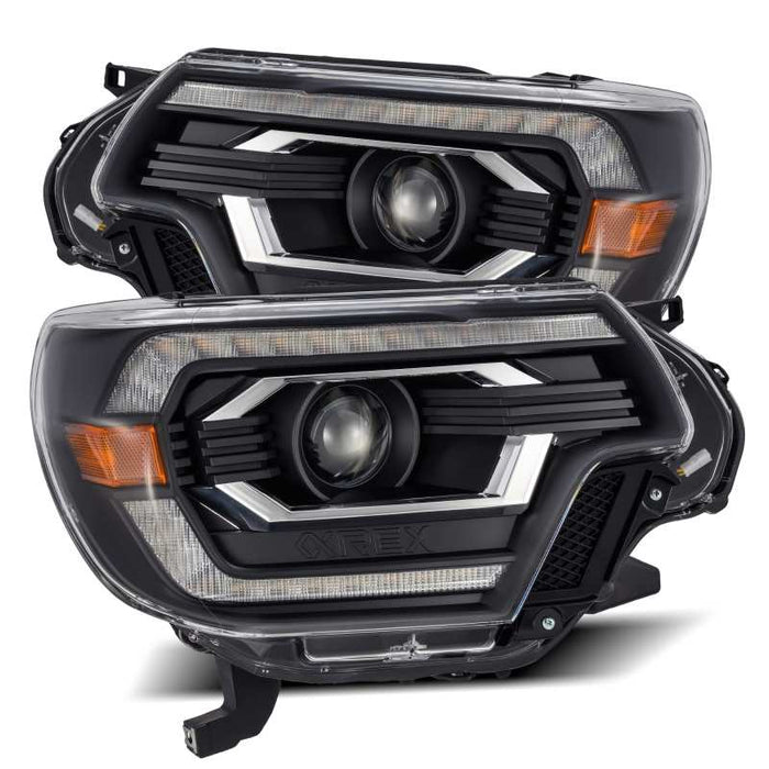 Phares de projecteur à LED AlphaRex 12-15 Toyota Tacoma LUXX style planche noir avec DRL