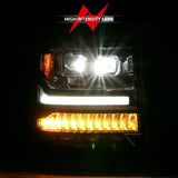 Phares de projecteur à LED ANZO 16-18 Chevrolet Silverado 1500 avec interrupteur de style planche chromé avec ambre