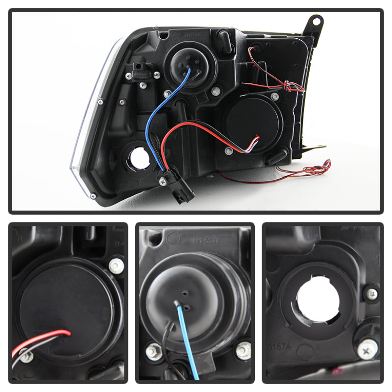 Phares de projecteur Spyder Dodge Ram 1500 09-14 10-14 Halogène- LED Halo LED- Fumée PRO-YD-DR09-HL-SM