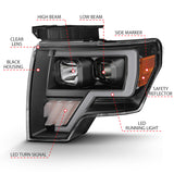 Barre lumineuse de projecteur ANZO 2009-2014 Ford F-150 G4 HL Noir Ambre