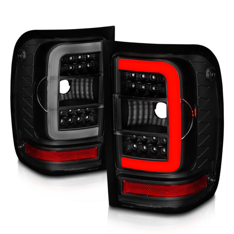 Feux arrière à LED ANZO 01-11 Ford Ranger - Boîtier noir avec lentille fumée et barre lumineuse