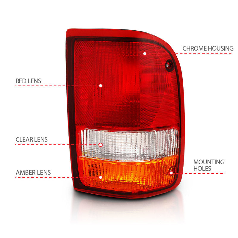 Feu arrière ANZO 1993-1997 Ford Ranger Rouge/Cear (OE)