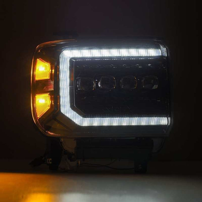 Phares à LED AlphaRex 14-18 GMC Sierra NOVA Projecteur Plnk Style Alpha Blk avec lumière active/signal séquentiel/DRL