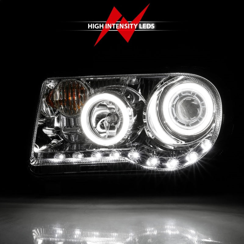 Phares de projecteur ANZO 2005-2010 Chrysler 300C avec halo chromé (CCFL) G2