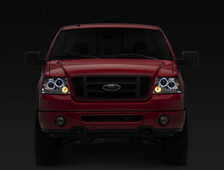 Phares de projecteur à double LED Raxiom 04-08 Ford F-150 - Boîtier chromé (lentille transparente)
